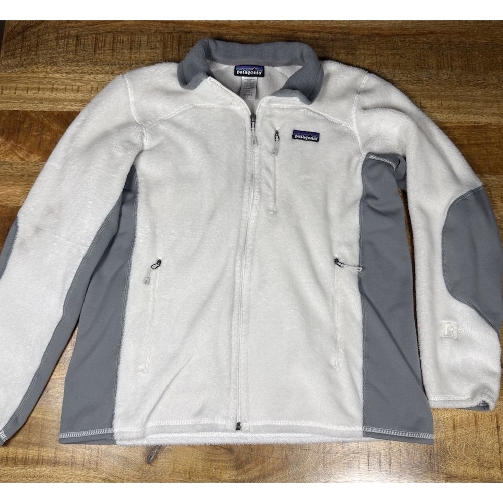 Patagonia R Series Fleece Jacket Womens Large White Gray Full Zip Regulator